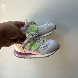 New Balance White and Green Retro Sneakers